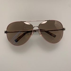 Valentino Stud Aviator Sunglasses - Silver Frame - Light Pink - Brown [LIKE NEW]